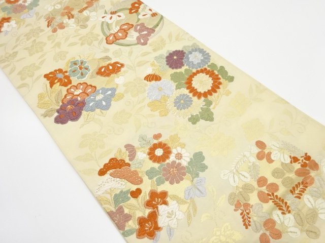 アンティーク　花丸紋織り出し袋帯（材料）